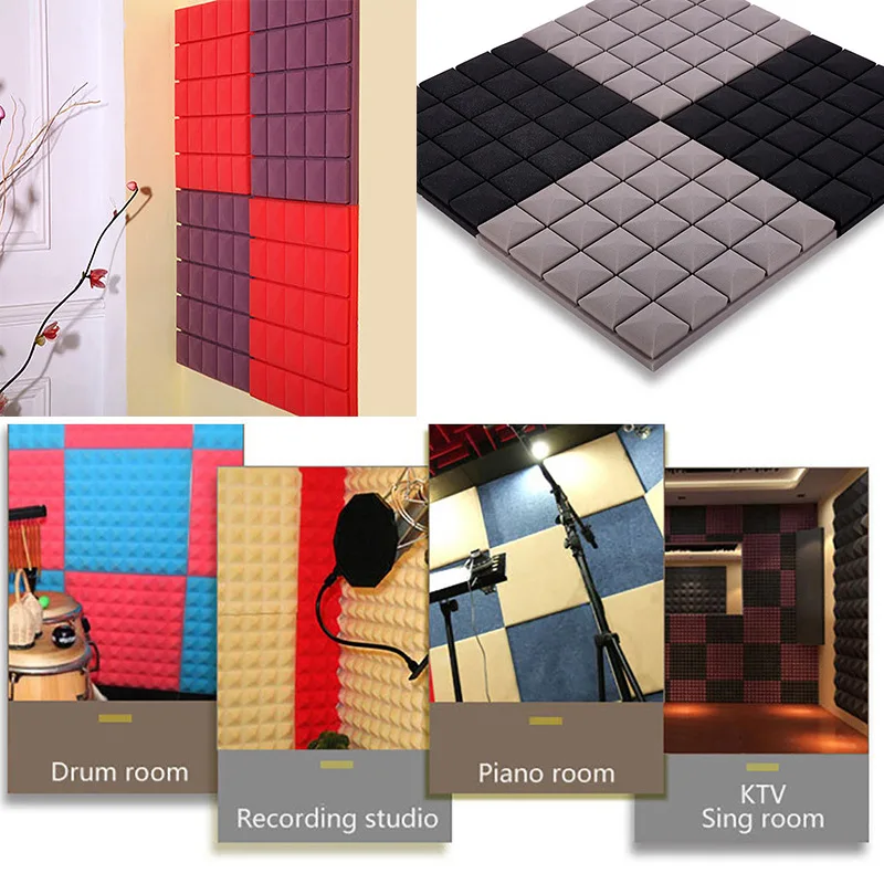 5PCS Soundproofing Foam Acoustic Sound Treatment Studio Insert Room Absorption Wedge Tiles Sponge 300x300x50mm | Обустройство дома
