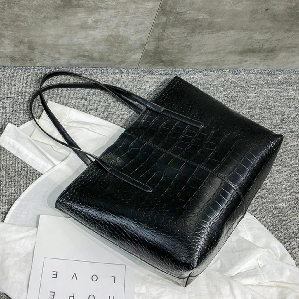 High-Quality Luxury Crocodile Handbag Women Retro Leisure Large Shoulder Bag Female Causal Totes Simple Shopping Handbag 904