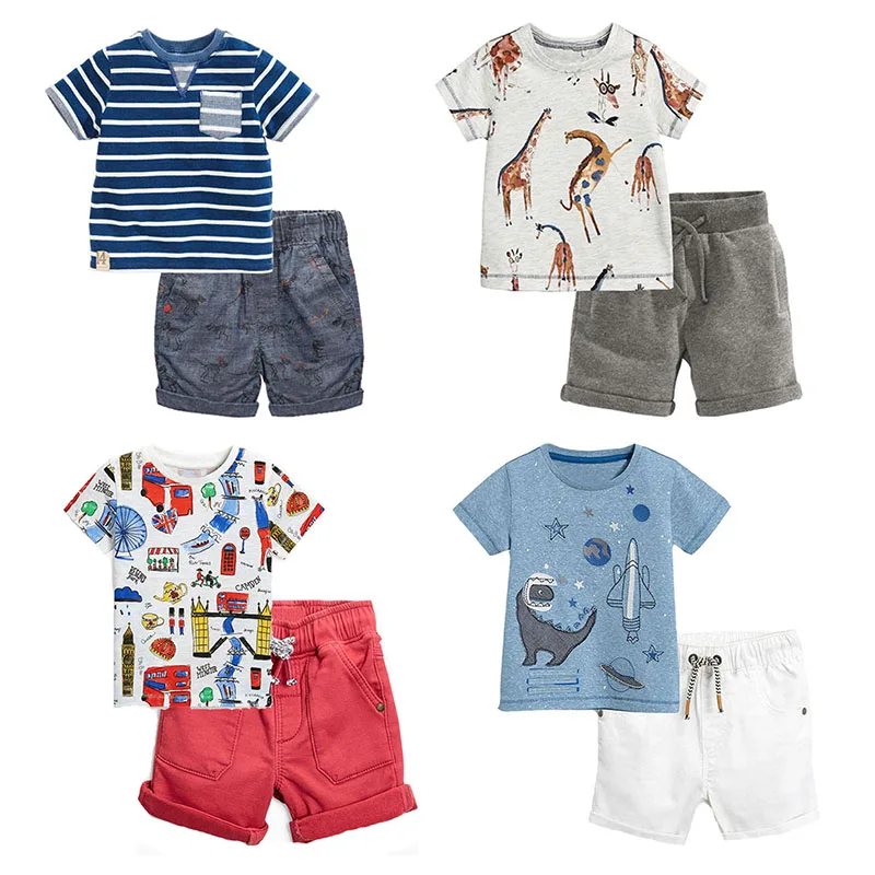 New 2021 Brand 100 Cotton Summer Baby Boys Clothes Set 2pcs Children Clothing Suit Bebe Kids