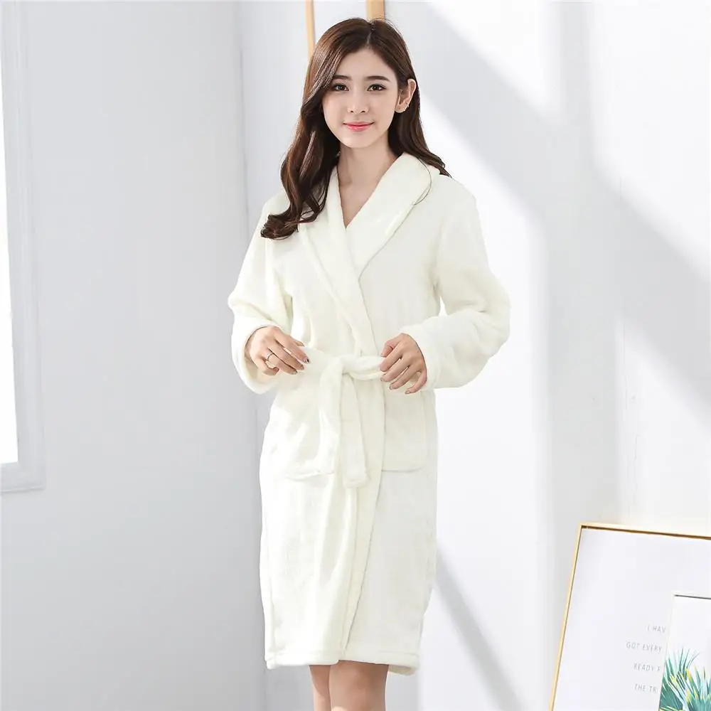 Мягкая Фланелевая Пижама для влюбленных, халат, мягкая удобная ночная рубашка, теплая ультра плотная Пижама, зимняя новая Пижама с короткими рукавами - Цвет: White Women