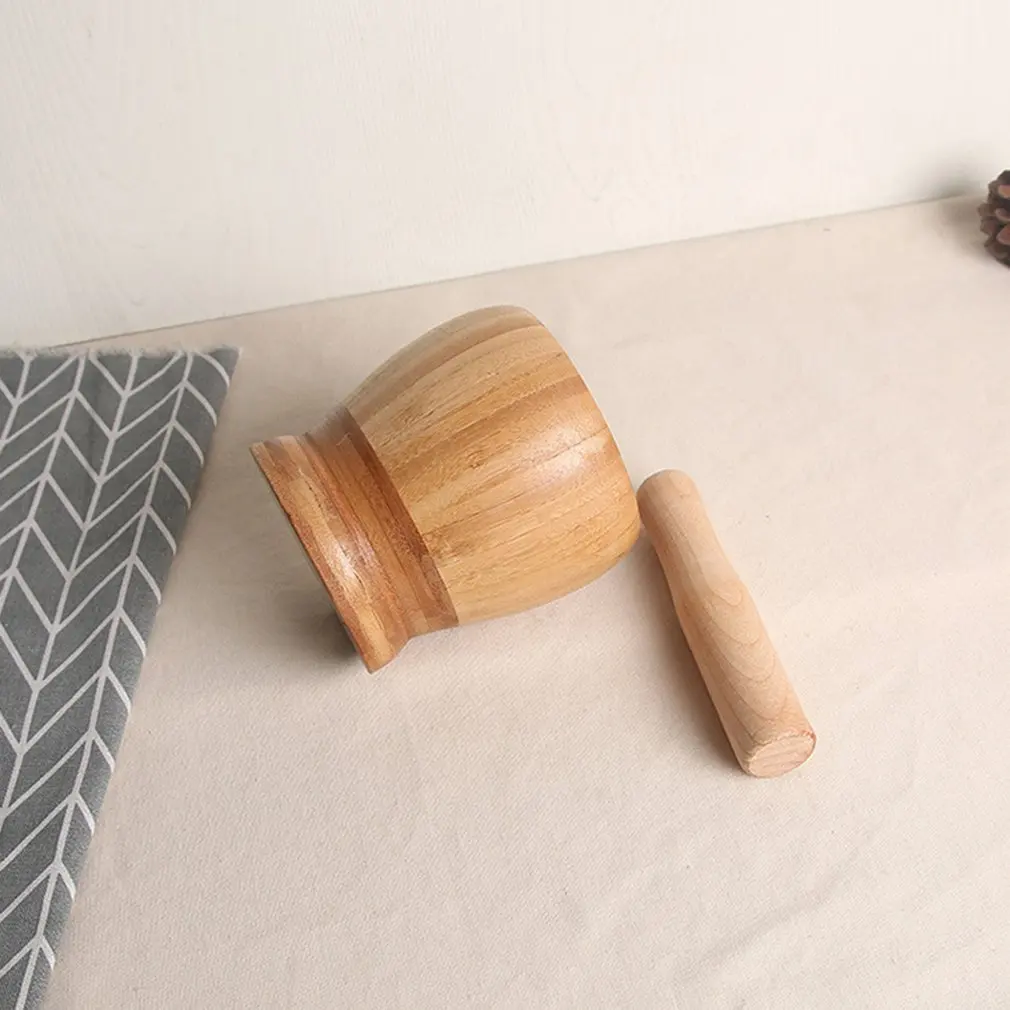 Бамбуковая ступка и peка давилка чеснока ручная шлифовальная машина дробилка для дома мельница для специй перца молоток кухонные принадлежности