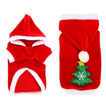 

Christmas Dog Clothes Winter Coat Clothing Small Dogs Santa Costume Hood Cute Puppy Outfit For Dog Hoodies
