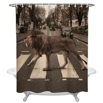 

Animal City Lion Road Waterproof Shower Curtains for Bathroom Home Decor Polyester Fabric Multi-size Shower Curtain