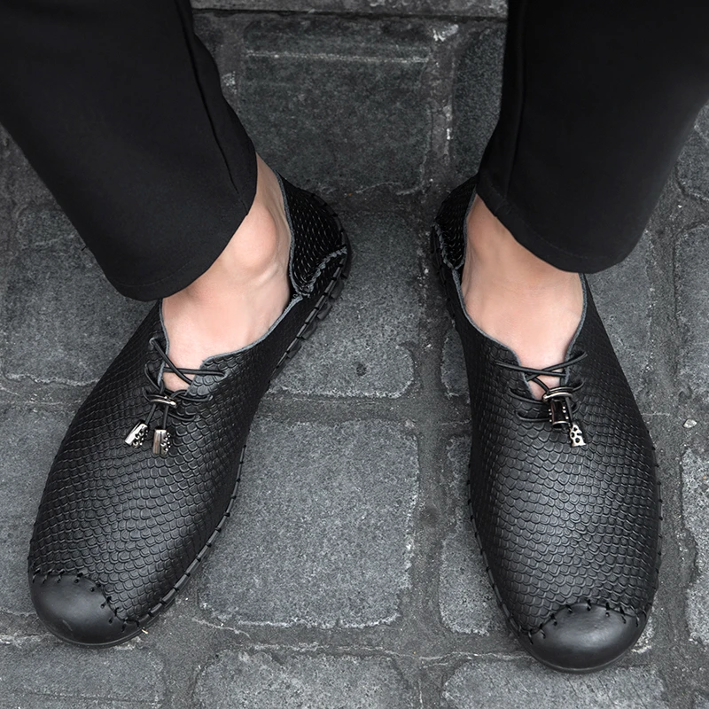 large size men's leather shoes black casual shoes leather casual shoes