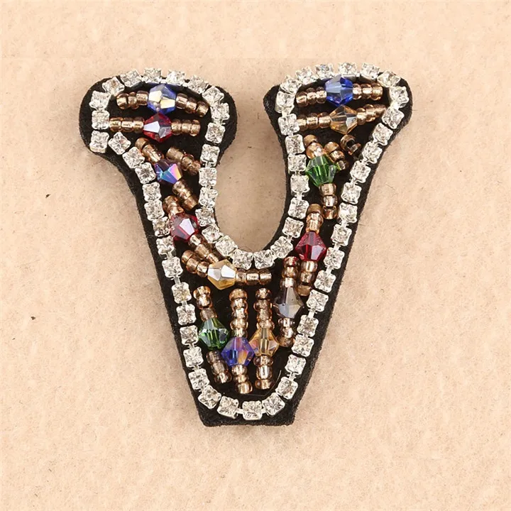 7  Fashion Crystal Patches For Clothing Badge DIY Iron On letters Patch Sewing Accessories A-Z Rhinestone English Alphabet Patches