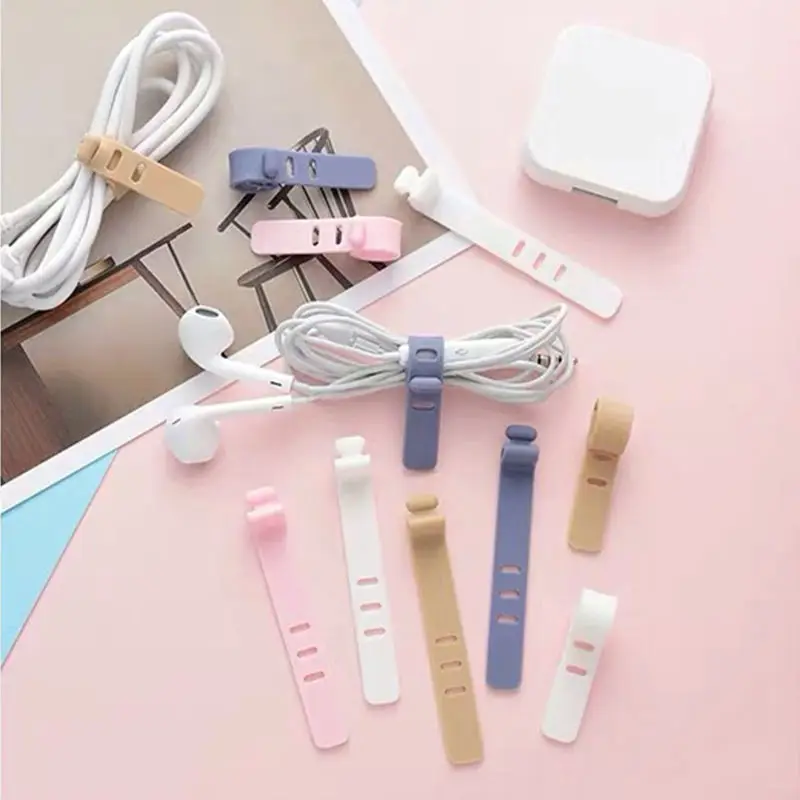 10PC Silicone Cable Strap Clips Wire Organizer Data Cable Reusable Cable Tie 3 Holes Beam Line Cord Winder Holder Keeper Manager - 2