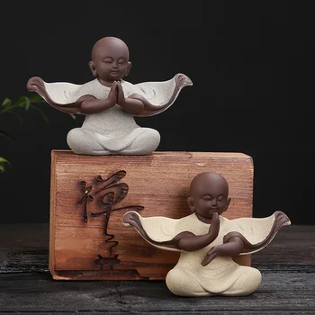 

Small monk sculpture statue ceramic home decoration crafts Chinese tea set Buddha statue purple sand statue best gift