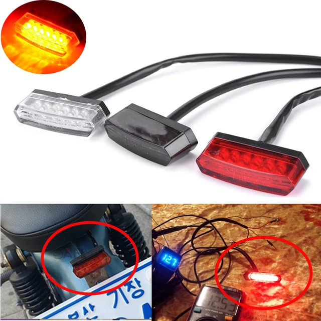 Feux arrière de moto, LED de Frein de Clignotant 12V feu de Plaque