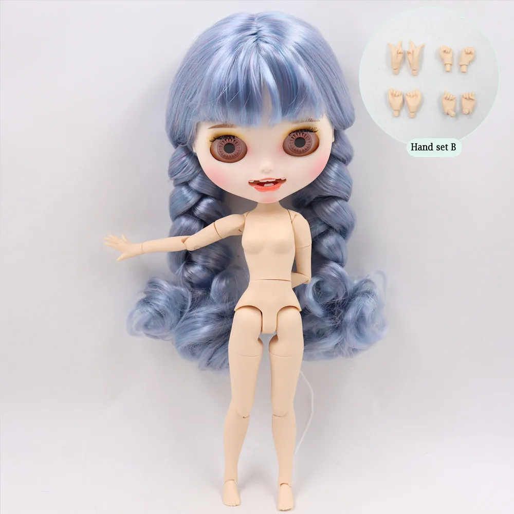 Ледяной обнаженный Blyth кукла No. BL6227/1049 синий микс фиолетовые волосы резные губы открытый рот матовые индивидуальные лица соединение тела 1/6 bjd - Цвет: like the picture