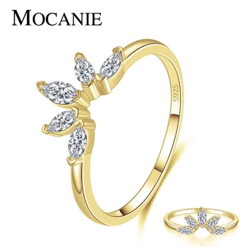 

Mocanie Romantic 925 Sterling Silver Bright Zirconia Bloom Flower Elegant Ring For Women Bridal Wedding Engagement Ring Jewelry