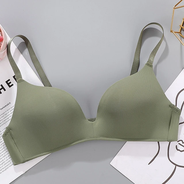 Women Seamless Bra Sexy No Wire Push Up Underwear Bras For Girls Students Breathable Thin 12 Colors Comfortable Bras Brassiere Green
