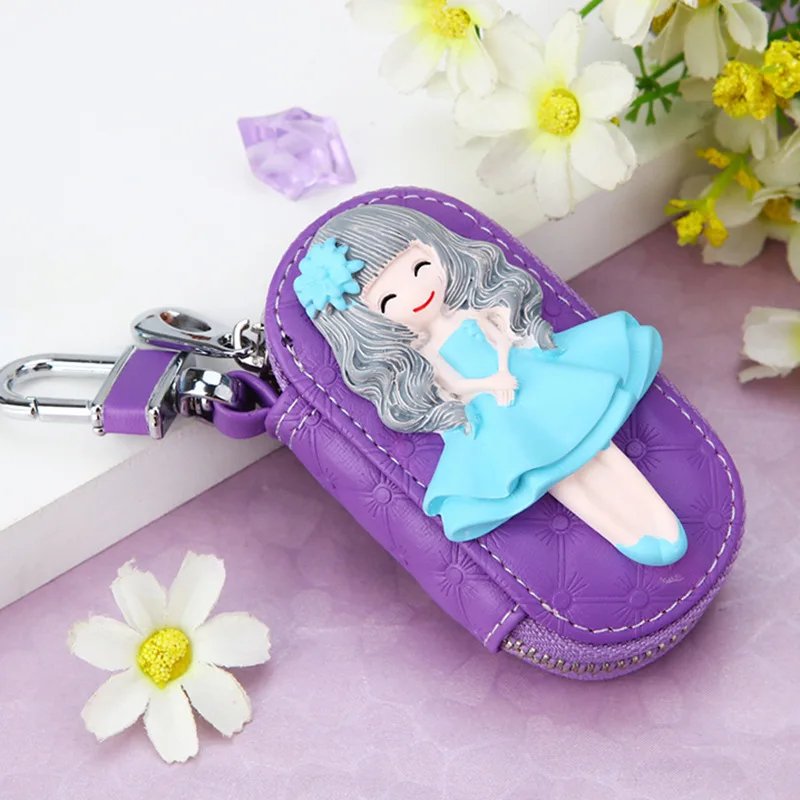 Style 26 Милый кожаный брелок для ключей Hello Kitty KT Cat на молнии - Цвет: Style 26
