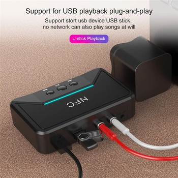 

V5.0 Bluetooth Audio Receiver 3.5mm Jack Aux Wireless Adapter Music for TV Car Dual Channel RCA NFC Quick Touch Pair Receiver