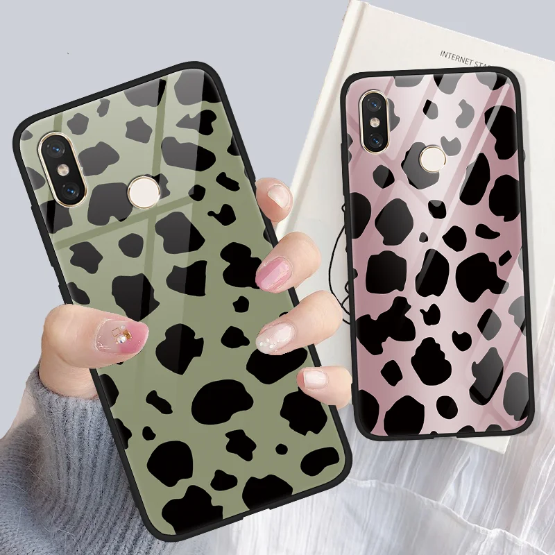 

Glass Phone Fundas For Xiaomi Mi 5 5S 6 8X 8 SE Lite 9 Explore A2 Max3 Mix 2 2S For Redmi 5 Plus S2 7 Note 5 6 Pro Leopard Cases