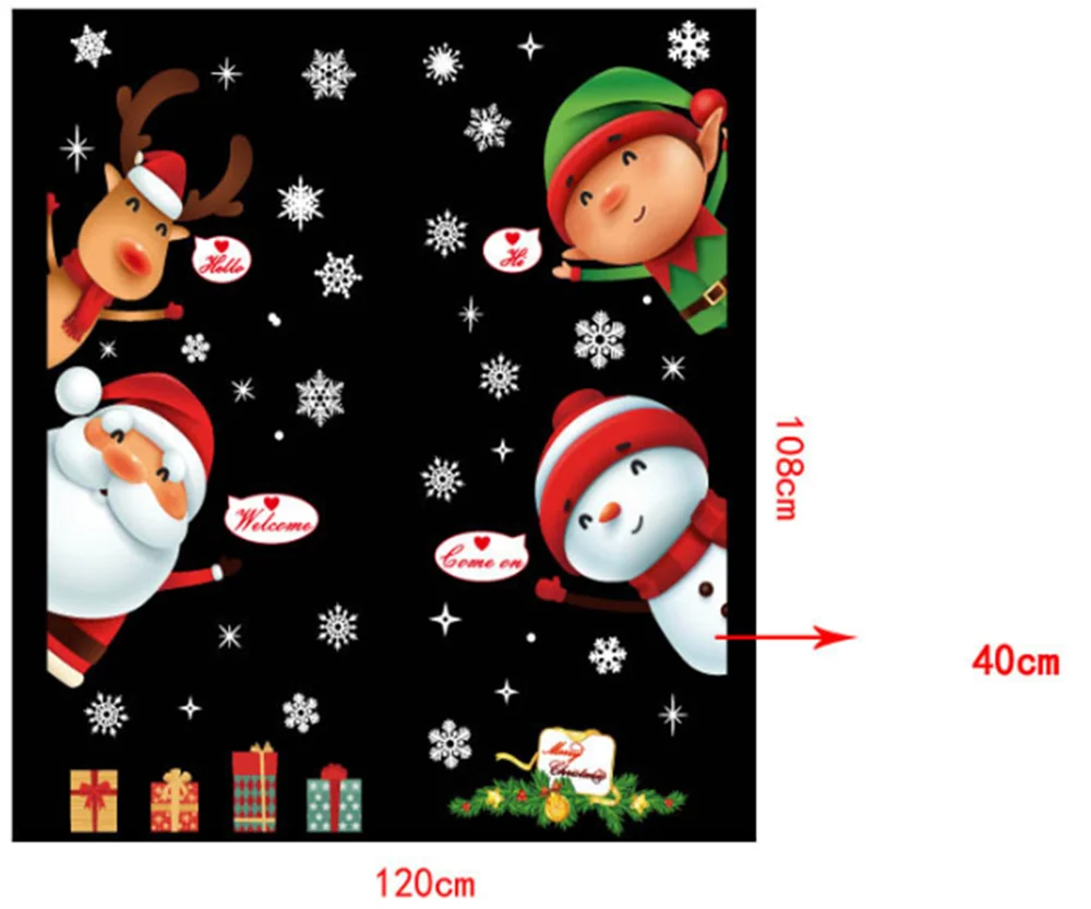 Лесные животные Лось лиса кролик Рождественские снежинки наклейки на стену для