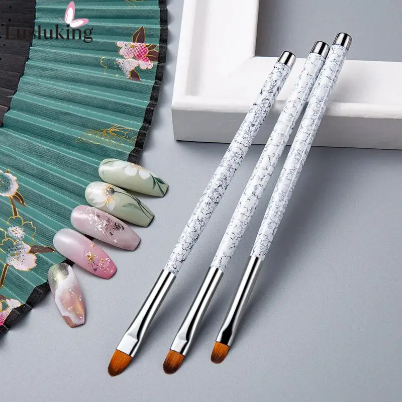 

3Pcs Metal Round Top Nail Art UV Gel Extension Nail Painting Liner Brushes Drawing Flower Petal Pen Kit Manicure Tools Set