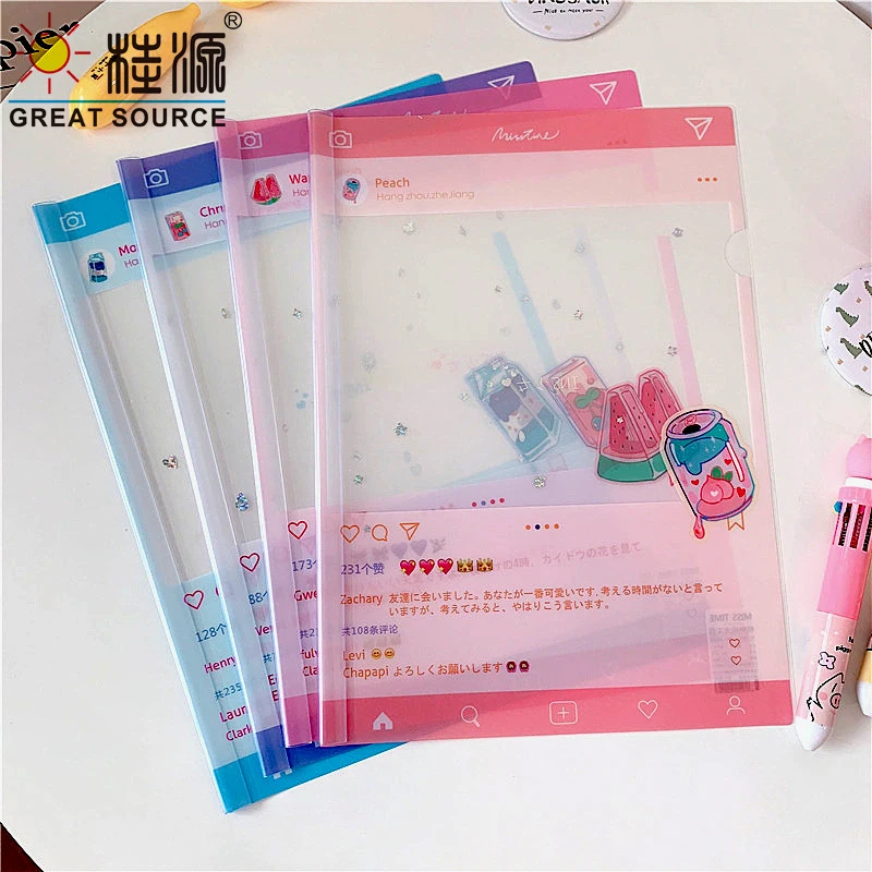 MQQ A4 Project Folder Report Document Files Folders Sakura Clip Bar Files Presentation Slide Binder Folders W218*L310mm (10PCS)