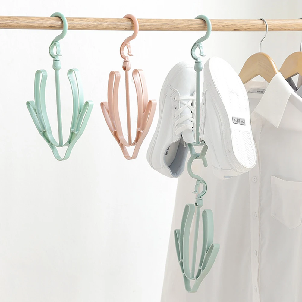 2pcs Wind Proof Shoes Drying Rack Plastic Sandals Shoes Organizer Hangers Shoe Drying Rack Hooks Drier (Random Color)