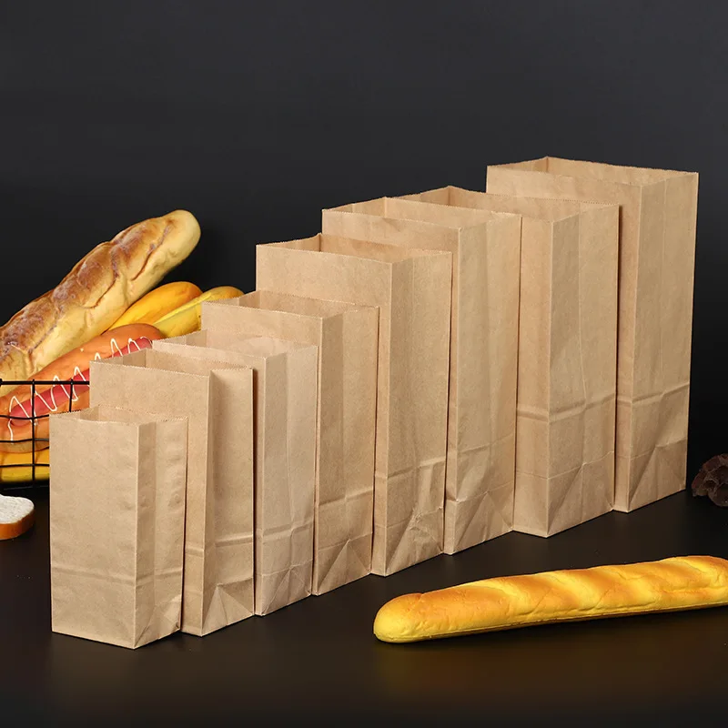 50 шт крафт-бумажные пакеты для еды, чая, маленький Подарочный пакет, мешки для сэндвичей, хлеба, вечерние, свадебные принадлежности, упаковка, подарочные пакеты, Вынимаемые эко-пакеты - Цвет: Kraft paper