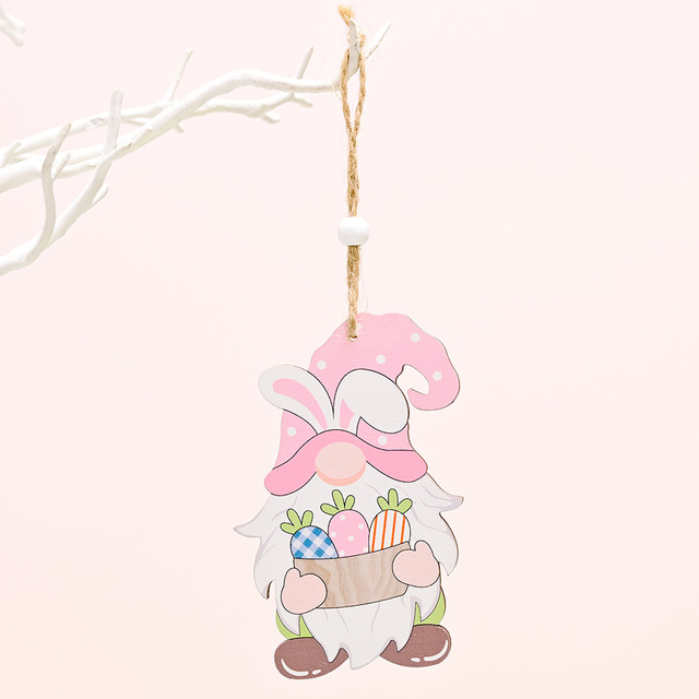 Decoration Eggs Rabbit Carrot Car Wooden Hanging Ornament DIY Wood Crafts Easter Kids Gifts Spring Easter Home Decoration