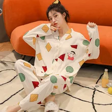 

Cozy Pajama Set Women Pijama Spring Autumn Nightwear Anime Sin Japan Home Clothing Long Sleeved Kawaii Mujer Girls Homewear Ins
