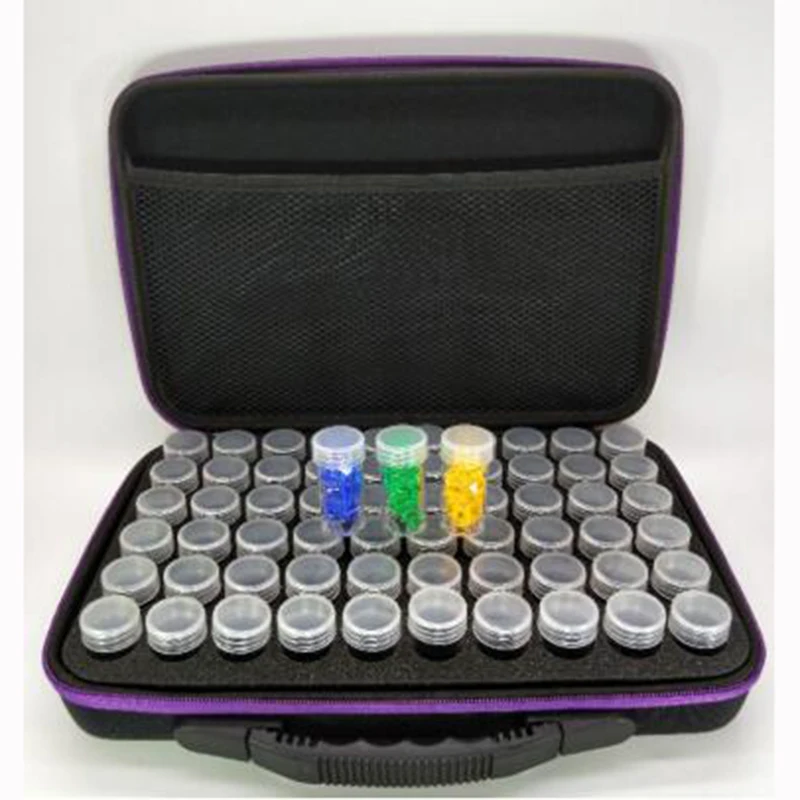 New 60 bottles of diamond painting box toolbox storage suitcase bracket handbag zipper design shockproof and durable LD102 | Дом и сад