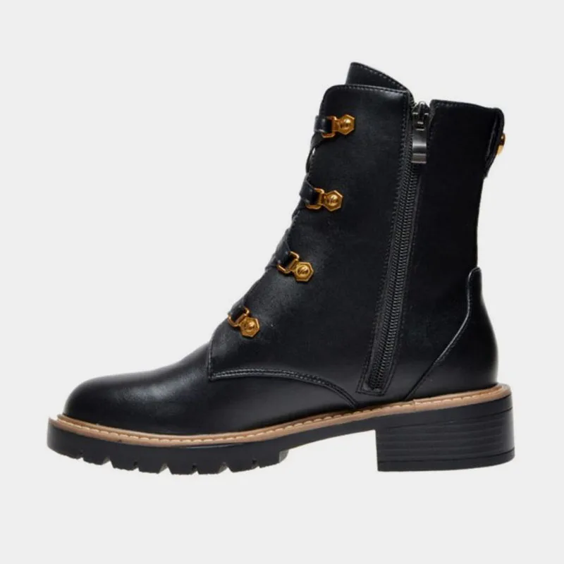 Najtaniej Taoffen kobiety prawdziwe skórzane czarne zimowe botki zamek pasek krzyżowy moda buty motocyklowe obuwie kobieta rozmiar 34 40