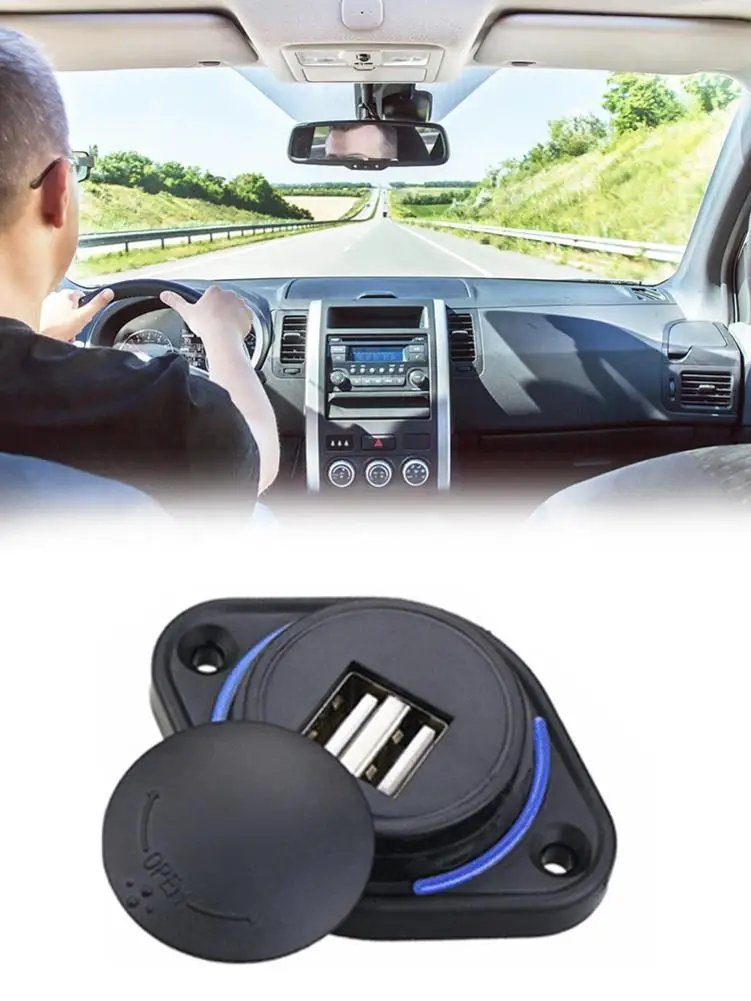 

3.1A Dual USB LED Charger Socket Car Charger Dual Waterproof Adapter Power Socket Universal For 12V - 24V Motorcycle Bus Ship