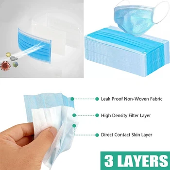 

3 Layers 1-50PCS Disposable Face Mask Prevent Anti-droplets Dust Masks Protect Health Face Mouth Masks PM2.5 For Face