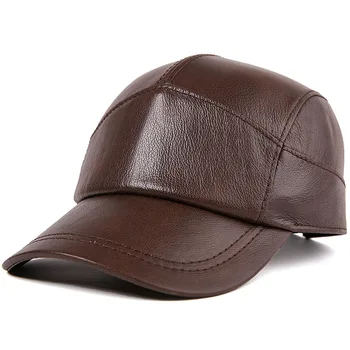 

Men Single Thin Cowhide Baseball Cap Youth Cow Leather Hat Spring And Autumn Brim Hat