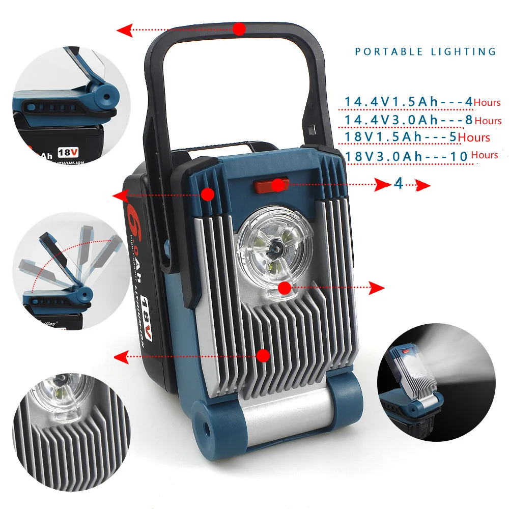 

Portable light for 14.4v 18v Makita Li-ion battery