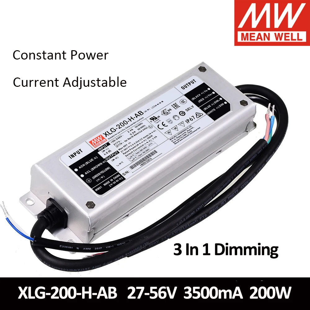 Тайваньская компания MEAN WELL Xlg 200 Series 200W источник постоянного питания 12V 24V 700mA 3500mA 3
