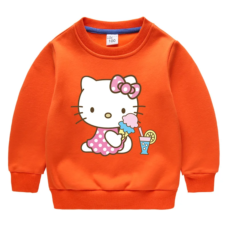 thumbnail image 1 of Hello Kitty estampado de dibujos animados para niños más suéter de terciopelo + pantalones gruesos ropa informal cálida de dos piezas para niños y niñas, 1 of 5