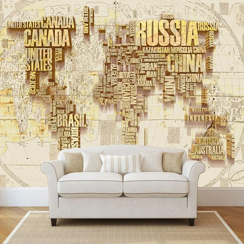 Custom Wallpaper 3d Mural Retro Nostalgia World Map Study Living Room Tv Background Wall Waterproof Canvas Painting Wallpaper Wallpapers Aliexpress