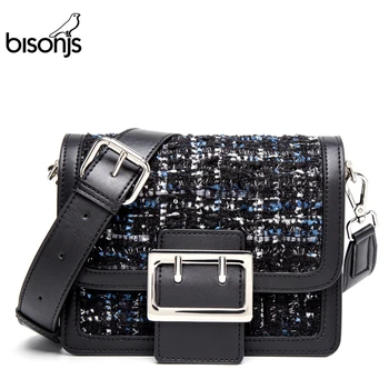 

BISONJS New Women Bag Fashion luxury handbags women bags designer Wool crossbody bags for women bolsa feminina B1597