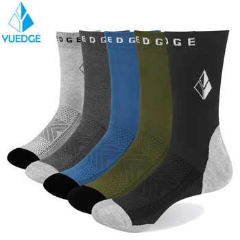 

YUEDGE Brand Men's Middle Tube Socks Combed Cotton Wear-resistant Breathable Sweat Anti-friction Stripe Comfortable Socks 1 Pair