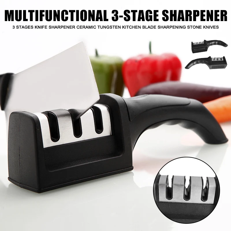 Newly 3 Stage Cutter Sharpener Ceramic Tungsten Kitchen Blades