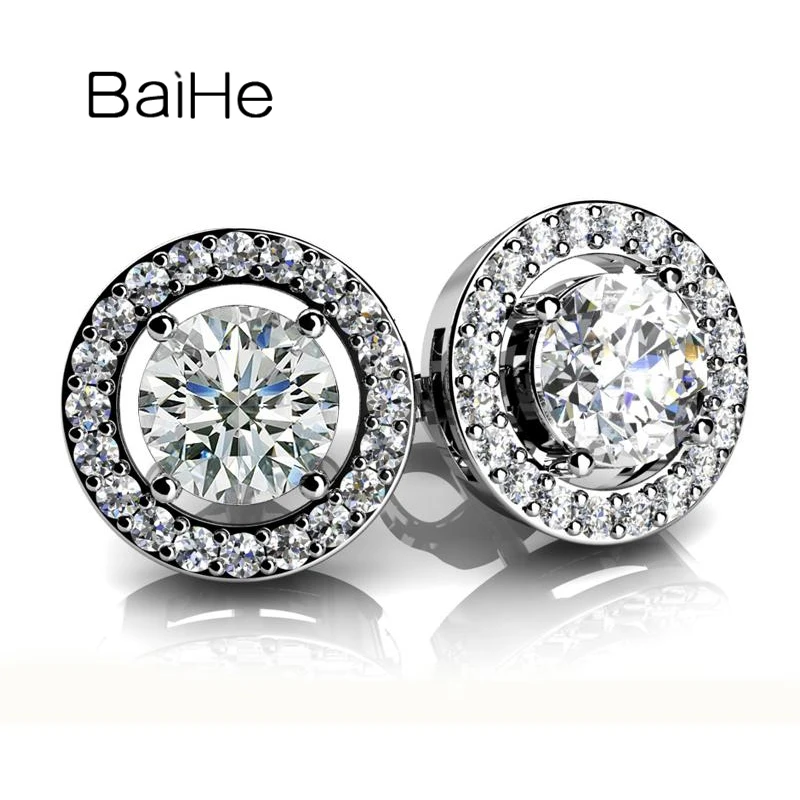 Серьги-гвоздики BAIHE из белого золота