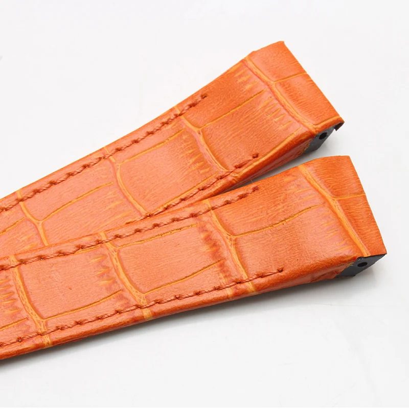 HUXIE для Сантоса 100 ремешок 20 мм оранжевый кожаный ремешок для мужчин и женщин механические Ремешки для наручных часов аксессуары