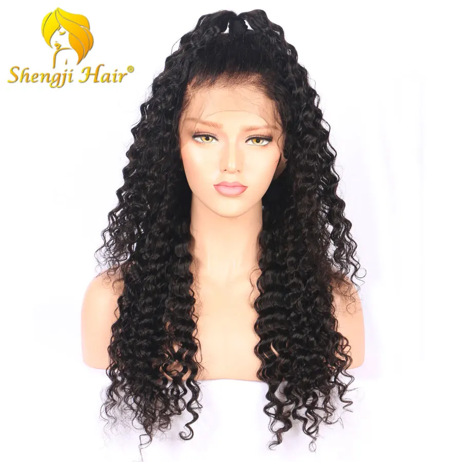360 парики из натуральных волос на кружевной основе для черных женщин, бразильские волосы с глубокой волнистой отделкой, предварительно сорванные с волосами для детей SHENGJI