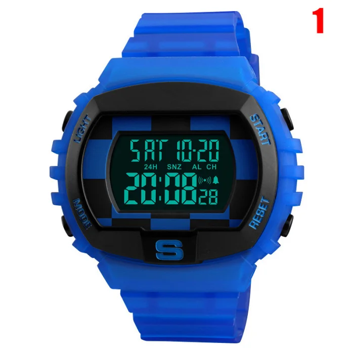 Kids Waterproof Electronic Watch Recording Steps Luminescent Wrist Watch with PU Strap for Children Toddler@M23