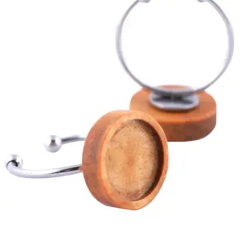 

5pcs Stainless Steel Bezel Ring Blanks 12mm Dia Wood Cabochon Base Setting Trays For Rings Jewelry Making