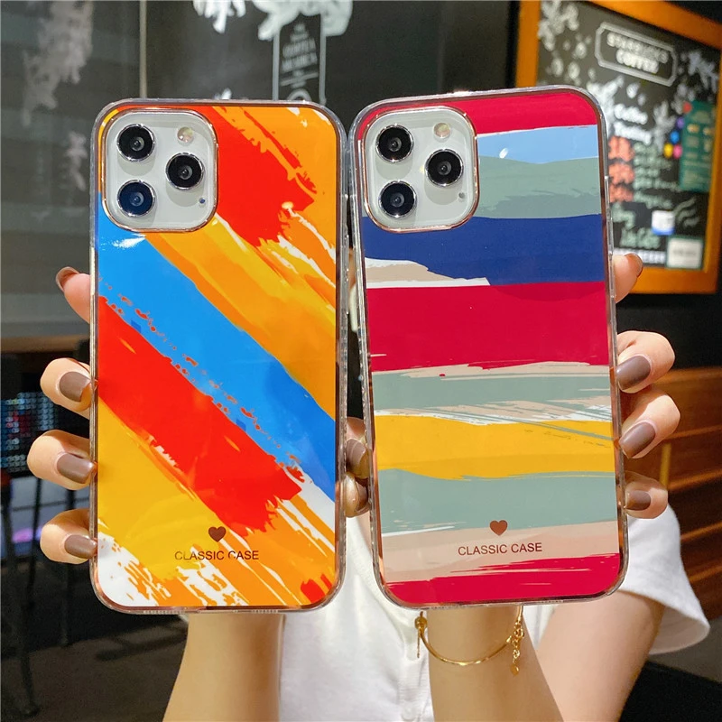 

Rainbow Phone Case For iPhone 12 11 Pro Max XR XS Max 7 8 Plus SE 2020 Colorful Gradient Soft Shockproof Soft Back Cover