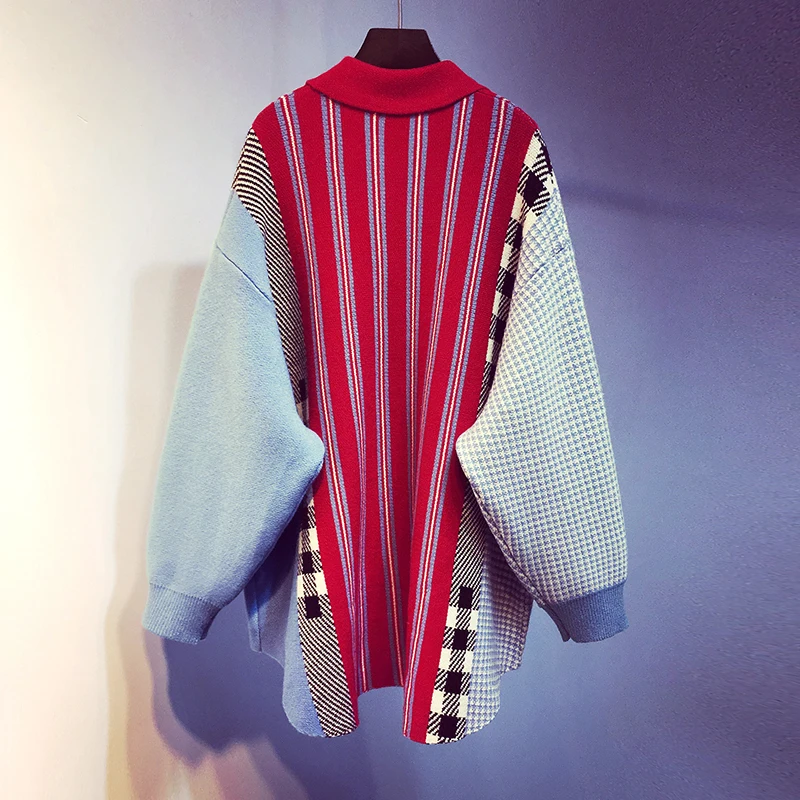 SuperAen, осень и зима, кардиган в Корейском стиле, свитер, пальто, женские Полосатые свитера, женская одежда