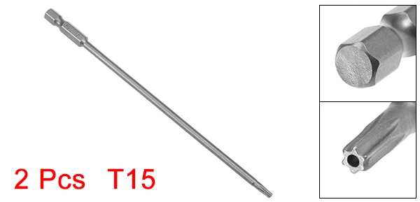 uxcell Torx Screwdriver Bits Hex Shank Magnetic Head S2 Alloy Steel for Electric Hand Screwdrivers Electric Air Drills - Цвет: H1or4x150LxTT15 2pcs