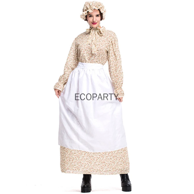 2021 New Lady Little House Sulla Prateria Costume Carnevale Halloween Pioneer Olden Day Laura Cosplay Fancy Party Dress