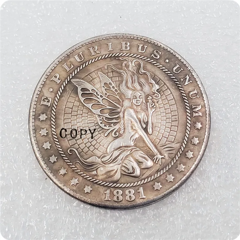 Tipo # 42_Hobo níquel copia moneda 1881-CC Dólar Morgan