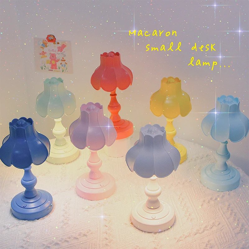 W&G Retro Night Light Student Dormitory Desktop Desk Lamp Usb Rechargeable Bedroom Ins Girl Bedside Lamp Decorative Ornaments