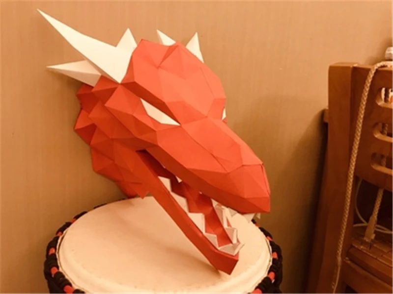 Game of Power Dragon Mother 3D Paper Puzzles Red Dragon Head Models Adult Gift Kids Wall Decorations Home Decor DIY Toys Art