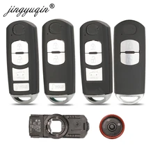 Jingyuqin boîtier de clé à distance intelligente 2/3/4 bouton adapté pour Mazda X-5 Summit M3 M6 Axela Atenza avec lame de clé d'urgence